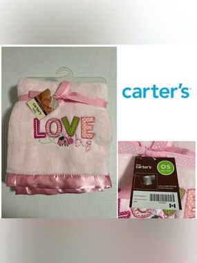 🆕CARTER’S - NWT - 40”X30” - INFANT GIRLS LOVE BUG SATIN TRIM COZY SHERPA BLANKET
